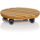 LECHUZA Pflanzenroller Natural Wood 30 Round Eukalyptusholz, Ø 30 x 7 cm, 16782