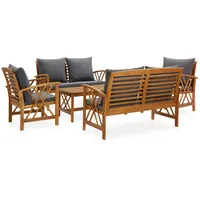 vidaXL 5-tlg Garten-Lounge-Set mit Auflagen Massivholz Akazie