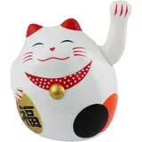 Superfreak Glückskatze - Maneki-Neko - rundliche Winkekatze 11 cm - weiß