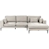 Beliani 3-Sitzer Ecksofa Samtstoff Hellgrau Linksseitig FLAM