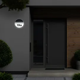 Melitec Solar-Hausnummer SH06, moderne LED-beleuchtete Hausnummer, für außen, wasserdicht, aus Edelstahl, kabellose Solar-Hausnummernleuchte - Silber