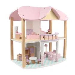 Coemo Puppenhaus Sandy möbliert Holz 2 Etagen
