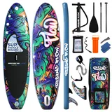 SereneLife Stand Up Paddling Board Set, SUP Board Komplettes Zubehör, Stand Up Paddle Board für Kinder & Erwachsene, Surfbrett & Tragetasche, Paddle Set Anti-Rutsch mit Pumpe, Auflasbares Paddelbrett