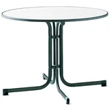 Sieger Boulevard-Klapptisch mit mecalit-Pro-Platte Ø 100 x 72 cm smaragdgrün/marmordekor weiß