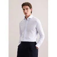 Seidensticker Businesshemd "Schwarze Rose", Herren, Gr. S (38), normale Ärmellängen, blau, 100% Baumwolle, gestreift, slim fit, 2-Knopf-Manschette, Hemden, Slim 1/1 Kentkragen Gestreift