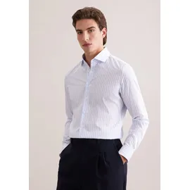 Seidensticker Businesshemd "Schwarze Rose", Herren, Gr. S (38), normale Ärmellängen, blau, 100% Baumwolle, gestreift, slim fit, 2-Knopf-Manschette, Hemden, Slim 1/1 Kentkragen Gestreift