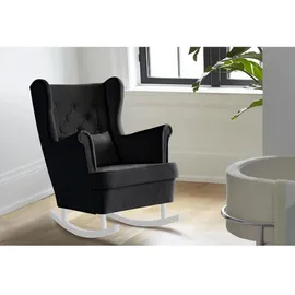 beautysofa Schaukelsessel Fabio Textil 82 x 103 x 108 cm Schwarz