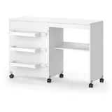 Vicco Schreibtisch Carmen, Weiß, 118.5 x 79.5 cm mit 3 Regalen weiß