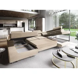 masseno Eckcouch Polyester U-Form 2-Sitzer Beige