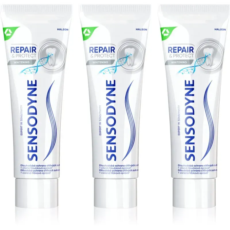 Sensodyne Repair & Protect Whitening bleichende Zahnpasta für empfindliche Zähne 3x75 ml