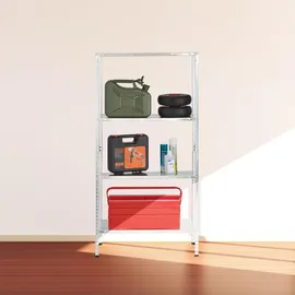 Relaxdays Metallregal verzinkt, 4 Böden, bis 160 kg, Schwerlastregal Stahl, Lagerregal Keller, HBT: 150x75x30 cm, Silber