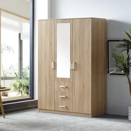 [en.casa] Kleiderschrank Bodolz 176x120x52 cm mit Spiegel