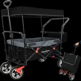 deluxe4home® deluxe4home Bollerwagen Transportwagen Faltbar mit Dach Schwarz Grau