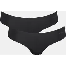 SLOGGI String SLOGGI "ZERO Microfibre 2.0", Damen, Gr. L, schwarz, Single Jersey, Obermaterial: 76% Polyamid, 24% Elasthan, Unterhosen String, nahtlos, gewellte Abschlüsse, ultraleicht, Hipster-Stil