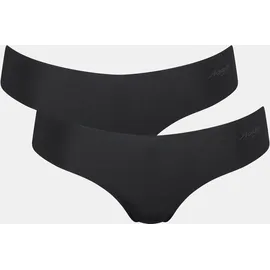 SLOGGI String SLOGGI "ZERO Microfibre 2.0", Damen, Gr. L, schwarz, Single Jersey, Obermaterial: 76% Polyamid, 24% Elasthan, Unterhosen String, nahtlos, gewellte Abschlüsse, ultraleicht, Hipster-Stil
