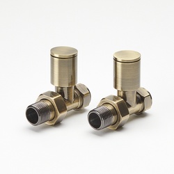 Heizkörper-Ventilset, Durchgang – Gebürstetes Gold