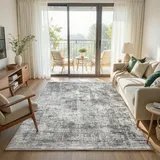 Klyvvo Boho Abstrakt Teppich Wohnzimmer 160x230 cm, Grau Schlafzimmer Wohnzimmerteppich, Waschbarer Carpet Weich rutschfest Teppiche Esszimmer Büro Kurzflor Groß Tepich Carpets Rug