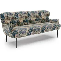 CAVADORE 3-Sitzer Küchensofa Amba, Trendige Sitzbank für Küche oder Esszimmer / 193 x 97 x 87 / Jacquard Flachgewebe: Blumenmuster Olive