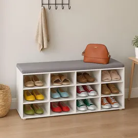 Relaxdays Schuhbank 104 x 48 x 30 cm grau/weiß