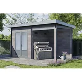 Wpc Gerätehaus Belana 4419 28 Gerätehaus aus Holz/Kunststoff in Grau, Geräteschrank mit 28 mm Wandstärke inklusive Schleppdach Gartenhaus Grau