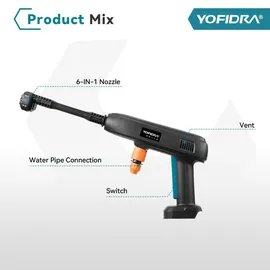 Yofidra Akku-Hochdruckreiniger 100 Bar Mobiler Hochdruckreiniger mit 2 Akkus 336l/h