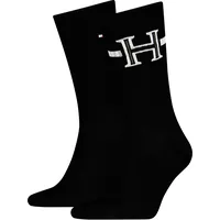 Socken TOMMY HILFIGER, Herren, Gr. 43-46, schwarz, Obermaterial: 79% Baumwolle, 19% Polyamid, 2% sonstige Fasern, Socken Socken