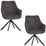 Esszimmerstuhl 2er Set San Carlo dark grey drehbar Dining-Sessel Drehstuhl