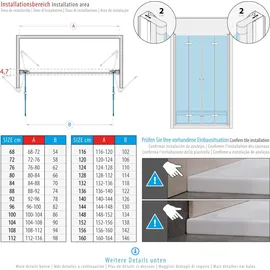 i-flair Duschfalttüren 100-104 cm - Höhe: 195 cm, Duschabtrennung aus 6 mm teilsatiniertem ESG Sicherheitsglas mit Nanobeschichtung