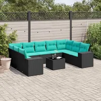 vidaXL Gartensofa-Set 10-tlg. schwarz