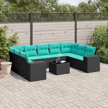 vidaXL Gartensofa-Set 10-tlg. schwarz