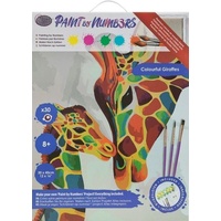 Craft Buddy PBN-3030-025 - Paint by Numbers, Colourful Giraffes, 30x40cm, Malen nach Zahlen