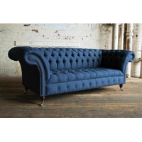 JVmoebel Chesterfield-Sofa, Chesterfield Design Luxus Polster Sofa Couch Sitz Garnitur blau