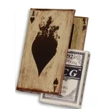 Kunstversteck Buchbox Skat - Poker Antiklook weiches Lederimitat Buch-Attrappe 13,5x9x3cm mit Kartenspiel