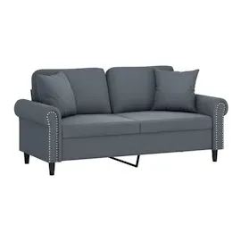 vidaXL 2-Sitzer-Sofa mit Zierkissen Dunkelgrau 140 cm Samt