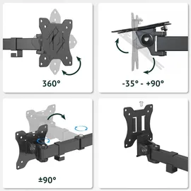 Svita MOKPO Monitorhalterung 2 Monitore 15-27 Zoll Tisch Höhenverstellbar mit Neigung VESA 75/100 Schwarz