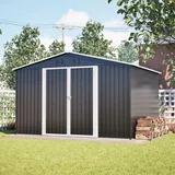 Robuster Metall-Geräteschuppen XXXL 300×252×191 cm - Gartenhaus mit Satteldach, Wetterfestem Stahl & Belüftung, Sicherer Stauraum für Gartengeräte & Werkzeug Schwarz (Black, 300x252x191cm)