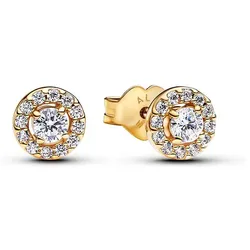 Pandora | Runder Pavé-Strahlenkranz Ohrring | Timeless, aus Sterling Silber mit vergoldeter Metalllegierung und Zirkonia