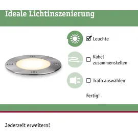 Paulmann Bodeneinbaustrahler Edelstahl 14,7 cm inkl. Leuchtmittel IP65 300 lm silber