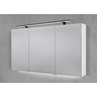 Spiegelschrank 130 cm mit MULTI LED Aufsatzleuchte Doppelspiegeltüren Beton Anthrazit