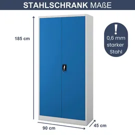 Jan Nowak Mehrzweckschrank 185 x 90 x 45 cm Grau-Blau