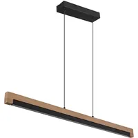 GLOBO - Pendelleuchte Hängeleuchte Holzlampe Esstischleuchte Wohnzimmerlampe Küchenleuchte, Metall Alu Holz Kunststoff schwarz braun, 1x LED 24W