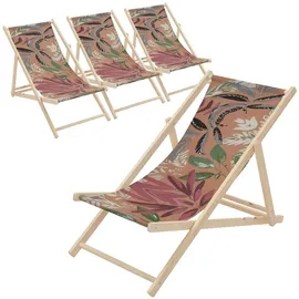 ECD Germany Sonnenliege 4er Set klappbar 120 x 60 x 30 cm Braun
