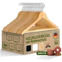 Blumtal Kleiderbügel Holz 30er Set - Holzbügel mit 360°