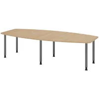 Bümö Konferenztisch Eiche, Graphit, Nachbildung,Eiche, Oval, 280x74x130 cm, FSC