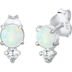 Paar Ohrstecker ELLI "Ohrringe Schmuck Geschenk, 0311811218", silber (silberfarben, weiß, weiß), Ohrringe, Damen, Silber 925 (Sterlingsilber), mit Opal (synth.), Zirkonia (synth.)