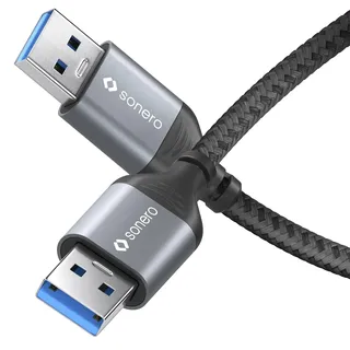 Sonero Sonero® USB Kabel - A/A - Aluminium - space grey/schwarz, 1,00m