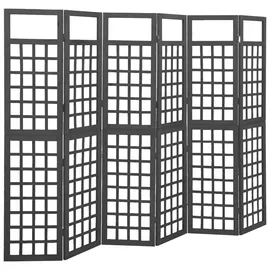 vidaXL Spalier/paravent 6-teilig Massivholz Tanne Schwarz 242,5x180 cm