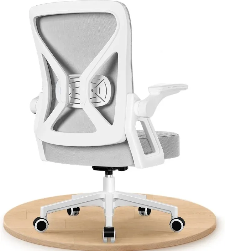 GTIMEX ergonomischer Bürostuhl, Schreibtischstuhl mit hochklappbaren Armlehnen, verstellbare Lordosenstütze, höhenverstellbarer Chefsessel, Bürostuhl mit Neigungsfunktion bis 125°, Grau