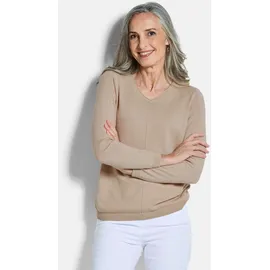 GOLDNER Rundhalspullover Beige 25