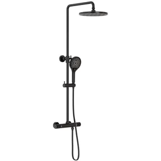Bernstein Duschsäule Thermostat 4011 Pro Schwarz Inkl. Handbrause & Regenduschkopf